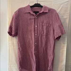 Banana Republic Maroon Casual Linen Button-Down Shirt